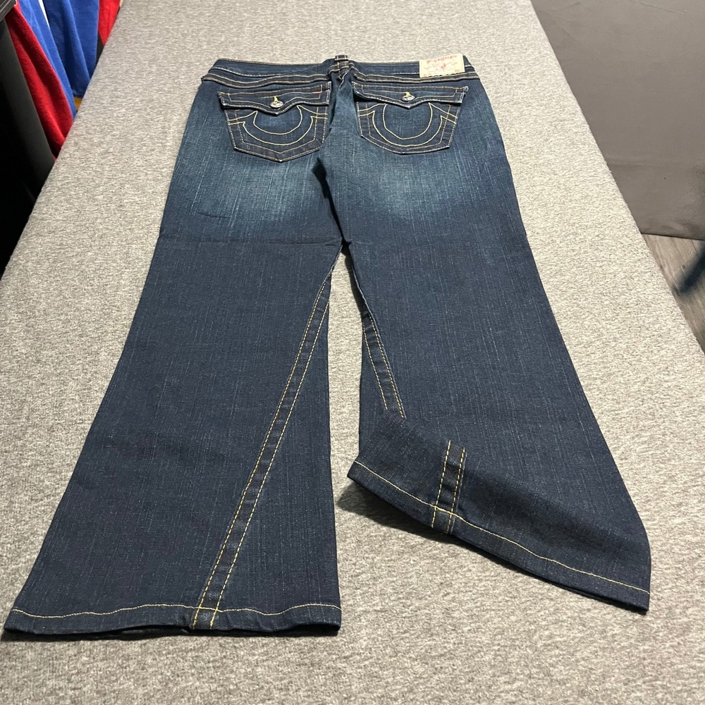 True Religion Joey Flare Jeans Dark Wash Twisted Seam 31x29 Made in USA